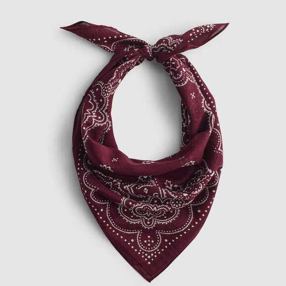New Madewell Organic Cotton Dark Pomegranate Bandana - Picture 1 of 4